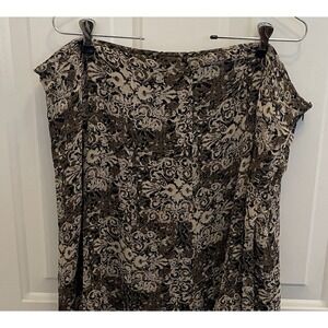Style & Co Brown Beige Paisley Trumpet Skirt Womens‎ 16 Y2K Chiffon Lined Flair